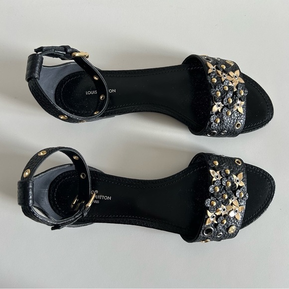 LOUIS VUITTON TROPICAL BLOOM SANDALS SHOES SZ 37 BLACK BNIB LIMITED EDITION - Picture 3 of 9